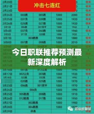 今日职联推荐预测最新深度解析