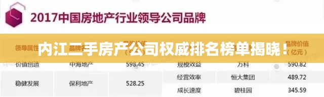 内江二手房产公司权威排名榜单揭晓!